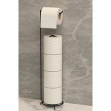Zabata Yedekli Tuvalet Kağıtlığı Banyo Düzenleyici Siyah Metal Wc Kağıtlık Standı Tutacağı ve Askısı