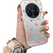 HONTINGA Vivo X200 Pro ile Uyumlu Kılıf Silikon Kenar Sert Arka Kamera Koruyucu Basitlik Anti Düşme Kamera Korumalı Kelebek Desen Couple Telefon Kılıfı Kadın ve Erkek Için Uygundur K1-1609