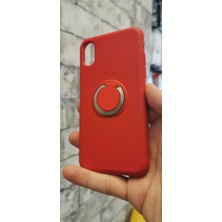 Vendas Ucuzluk Çadırı iPhone X / XS Uyumlu Yüzüklü Silikon Kılıf - Kırmızı