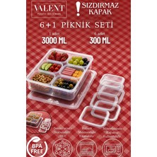 Valent 7 Parça Kahvaltılık 6ARTI1 Sızdırmaz Saklama Kabı 3000ML X1 300ML X6 - Şeffaf Buzdolabı Düzenleyici