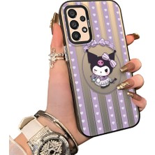 HONTINGA Samsung Galaxy A33 5g ile Uyumlu Kılıf Silikon Kenar Sert Arka Kamera Koruyucu Basitlik Anti Düşme Kamera Korumalı Kuromi Desen Couple Telefon Kılıfı Kadın ve Erkek Için Uygundur K1-1610
