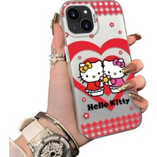 HONTINGA iPhone 15 Plus ile Uyumlu Kılıf Silikon Kenar Sert Arka Kamera Koruyucu Basitlik Anti Düşme Kamera Korumalı Kitty Desen Couple Telefon Kılıfı Kadın ve Erkek Için Uygundur K1-1611