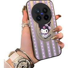 HONTINGA Vivo X200 Pro ile Uyumlu Kılıf Silikon Kenar Sert Arka Kamera Koruyucu Basitlik Anti Düşme Kamera Korumalı Kuromi Desen Couple Telefon Kılıfı Kadın ve Erkek Için Uygundur K1-1610
