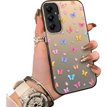 HONTINGA Samsung Galaxy A05S ile Uyumlu Kılıf Silikon Kenar Sert Arka Kamera Koruyucu Basitlik Anti Düşme Kamera Korumalı Kelebek Desen Couple Telefon Kılıfı Kadın ve Erkek Için Uygundur K1-1609