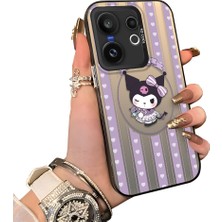 HONTINGA Vivo X200 Fe ile Uyumlu Kılıf Silikon Kenar Sert Arka Kamera Koruyucu Basitlik Anti Düşme Kamera Korumalı Kuromi Desen Couple Telefon Kılıfı Kadın ve Erkek Için Uygundur K1-1610