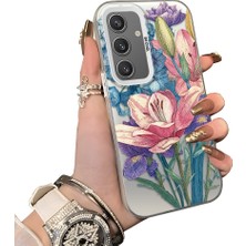 HONTINGA Samsung Galaxy S24 ile Uyumlu Kılıf Silikon Kenar Sert Arka Kamera Koruyucu Basitlik Anti Düşme Kamera Korumalı Çiçekli Desen Couple Telefon Kılıfı Kadın ve Erkek Için Uygundur K1-1612