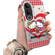 HONTINGA Vivo V50 Lite ile Uyumlu Kılıf Silikon Kenar Sert Arka Kamera Koruyucu Basitlik Anti Düşme Kamera Korumalı Kitty Desen Couple Telefon Kılıfı Kadın ve Erkek Için Uygundur K1-1611