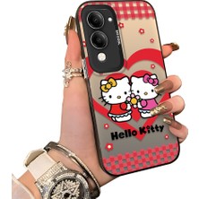 HONTINGA Vivo Y04 ile Uyumlu Kılıf Silikon Kenar Sert Arka Kamera Koruyucu Basitlik Anti Düşme Kamera Korumalı Kitty Desen Couple Telefon Kılıfı Kadın ve Erkek Için Uygundur K1-1611