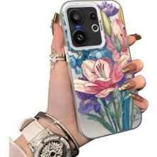 HONTINGA Vivo X200 Fe ile Uyumlu Kılıf Silikon Kenar Sert Arka Kamera Koruyucu Basitlik Anti Düşme Kamera Korumalı Çiçekli Desen Couple Telefon Kılıfı Kadın ve Erkek Için Uygundur K1-1612