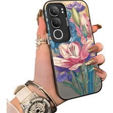 HONTINGA Vivo Y19S ile Uyumlu Kılıf Silikon Kenar Sert Arka Kamera Koruyucu Basitlik Anti Düşme Kamera Korumalı Çiçekli Desen Couple Telefon Kılıfı Kadın ve Erkek Için Uygundur K1-1612