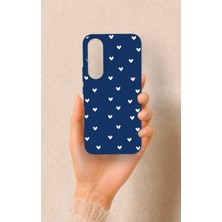 Vip Case Vivo V70 Fe 5g Uyumlu Mini Beyaz Kalp Lacivert Desenli Silikon Kılıf