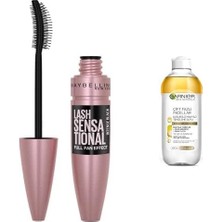 Lash Sensational Yelpaze Etkili Intense Maskara - Ekstra Siyah 1 Paket (1 x 9.5 Ml) + Skin Naturals Çift Fazlı Micellar Kusursuz Makyaj Temizleme Suyu (400 Ml)