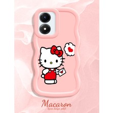 HONTINGA Vivo Y02S Uyumlu Kılıf Düşüme Önleyici Basitlik Anti Düşme Kamera Koruyucu Basit Pembe Yumuşak Silikon Couple Telefon Kılıfı Kedi Desen K9-0307