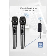 Eco Port Profesyonel Çiftli Kablosuz Mikrofon Seti Karaoke Şarj Edilebilir 50 Metre