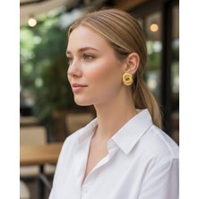 Lyra Helix Gold Ezme Düğme Çelik Küpe