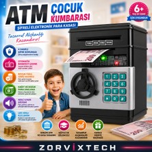 Zorvix Tech Atm Çocuk Kumbarası Şifreli Elektronik Para Kasası Otomatik Banknot Çekme