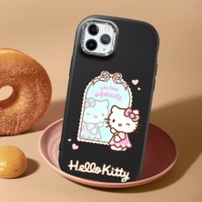 HONTINGA iPhone 11 Pro Max ile Uyumlu Kılıf Kamera Korumalı Düşüme Önleyici Kamera Koruyucu Siyah Yumuşak Silikon Couple Telefon Kılıfı Kitty Desenli K4-0473