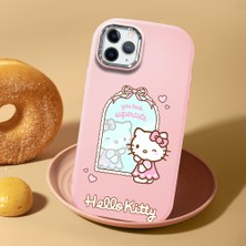 HONTINGA iPhone 11 Pro ile Uyumlu Kılıf Kamera Korumalı Düşüme Önleyici Kamera Koruyucu Pembe Yumuşak Silikon Couple Telefon Kılıfı Kitty Desenli K4-0473