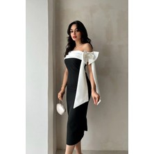 Alfudo Moda Collection Brianna Çift Renk Midi Elbise