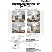 Eco Port 6 Kanatlı 3 Kademeli LED Aydınlatmalı Uzaktan Kumandalı Tavan Vantilatörü