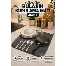 Visluna Bulaşık Kurulama Matı Süper Emici Kurulama Bezi Kurutma Örtüsü Tezgah Üstü Bezi Gri Renk 36*45'cm