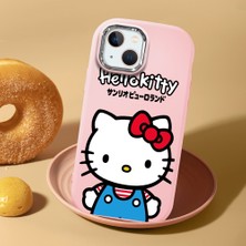 HONTINGA iPhone 15 Plus ile Uyumlu Kılıf Kamera Korumalı Düşüme Önleyici Kamera Koruyucu Pembe Yumuşak Silikon Couple Telefon Kılıfı Kitty Desenli K4-0472