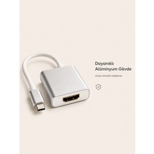 Type-C To HDMI Dönüştürücü Adaptör Usb-C Erkek HDMI Dişi Görüntü Aktarma Aparatı Alüminyum Gövde Laptop Tablet Telefon Monitör Tv Projeksiyon Uyumlu