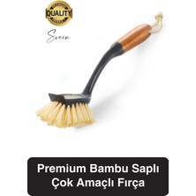 Svein Premium Bambu Saplı Çok Amaçlı Fırça Sert Kıllı Bulaşık Kazıyıcı Tava Tencere Mutfak Lavabo Temizlik