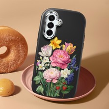 HONTINGA Samsung Galaxy A17 ile Uyumlu Kılıf Kamera Korumalı Düşüme Önleyici Kamera Koruyucu Siyah Yumuşak Silikon Couple Telefon Kılıfı Çiçekli Desenli K4-0477