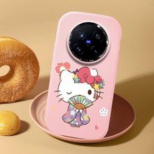 HONTINGA Vivo X200 Pro ile Uyumlu Kılıf Kamera Korumalı Düşüme Önleyici Kamera Koruyucu Pembe Yumuşak Silikon Couple Telefon Kılıfı Kitty Desenli K4-0474