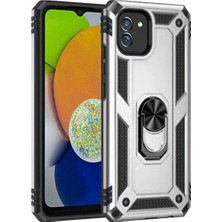 Eco Port Samsung Galaxy A03 Kılıf Sofya Yüzüklü Silikon Kapak - Gümüş