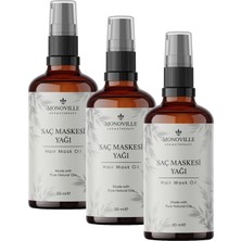 Monoville Saç Maskesi Yağı 50 ml Cam ŞIŞEDE%100 Saf ve Doğal (Hair Mask Oil) (3 Paketi)