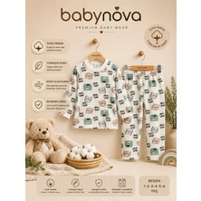 Babyist Babynova Premium %100 Pamuk Ribanalı Erkek Bebek Pijama Takımı Uzun Kollu 2’li Takım