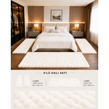 Trivago Halı Bubble Tavşan Tüyü Kaymaz Taban 3' Lü Yatak Odası Yolluk Takımı 2 Ad. 80X150 ve 1 Ad. 80X300
