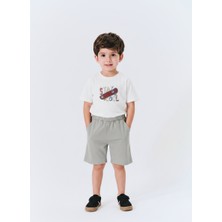 Panço Erkek Bebek Şort Tişört 2'li Gri Alt Üst Takım