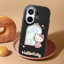 HONTINGA Vivo X200 Fe ile Uyumlu Kılıf Kamera Korumalı Düşüme Önleyici Kamera Koruyucu Siyah Yumuşak Silikon Couple Telefon Kılıfı Kitty Desenli K4-0473