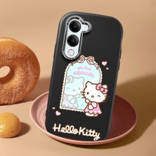 HONTINGA Vivo Y04 ile Uyumlu Kılıf Kamera Korumalı Düşüme Önleyici Kamera Koruyucu Siyah Yumuşak Silikon Couple Telefon Kılıfı Kitty Desenli K4-0473