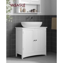 Vasagle 2 Kapılı Lavabo Dolabı, Banyo Dolabı, Ayarlanabilir Raflar, Bol Depolama Alanı, 60 x 30 x 60 Cm, Beyaz BBC01WT