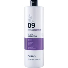 PURING 09 Blonderesolve Sarı Gri Platin Saçlar Için Turunculaşma Karşıtı Mor Silver Şampuan 1000ML