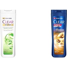 Clear Kepeğe Karşı Etkili Şampuan Bitkisel Sentez Aloe & Çay Ağacı Yağı 350 Ml(2) Clear Men Kepeğe Karşı Etkili Şampuan Saç Dökülmesine Karşı Kahve Çekirdeği Özü 350 Ml(1)