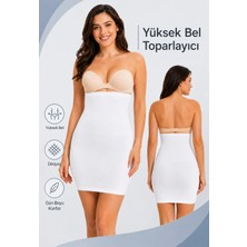 Formactive Kadın Yüksek Bel Jüpon Dikişsiz Korse Beyaz - Karın Kontrolü & Esnek Tasarım 1090