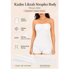 Formactive 2025 Kadın Likralı Straplez Body - Uzun ve Esnek İç Giyim & Dikişsiz Atlet Beyaz L/XL