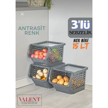 Valent Patates & Soğanlık, Kapaklı Katlı Sebzelik, Oyuncak Sepeti, Banyo Büyük Düzenleyici