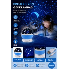 Btm Home Projeksiyon Gece Lambası Renkli LED Çocuk Odası Tavan Yansıtan Mavi Masa Lambası