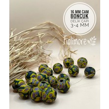 FioliMore 16 mm Desenli Moreno Cam Boncuk (2 Adet) Delik Çapı 3-4 mm Makrome Takı Tasarım Hobi Boncuğu