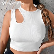 Öz Pamuk Kadın Boydan Bağlamalı Örme Crop Bluz