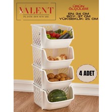 Valent 4 Adet Patates & Soğanlık, Katlı Sebzelik, Oyuncak Sepeti, Banyo Organizeri Beyaz