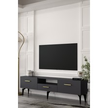 Dekortis Home Dekor 180DHDTSÇ2AA Eros Tv Sehpası,ünitesi Antrasit-Altın