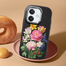 HONTINGA Oppo A3X 4g ile Uyumlu Kılıf Kamera Korumalı Düşüme Önleyici Kamera Koruyucu Siyah Yumuşak Silikon Couple Telefon Kılıfı Çiçekli Desenli K4-0477