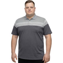 Battal Moda Erkek Büyük Beden Melanj Füme Polo Yaka Kısa Kollu Stream Tişört 3xl-4xl-5xl-6xl